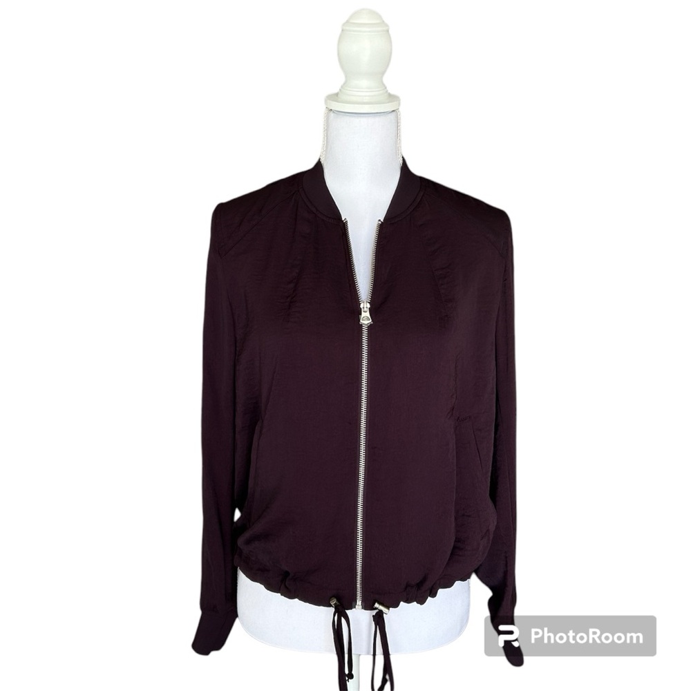 NWT H&M Divided Satin Feel Bomber jacket, Purple/Eggplant Color, Size 12